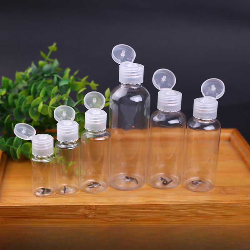 Прозрачная пластиковая бутылка из ПЭТ с откидной крышкой-бабочкой - доступна в объемах 30 мл, 50 мл, 100 мл для косметики и лосьонов