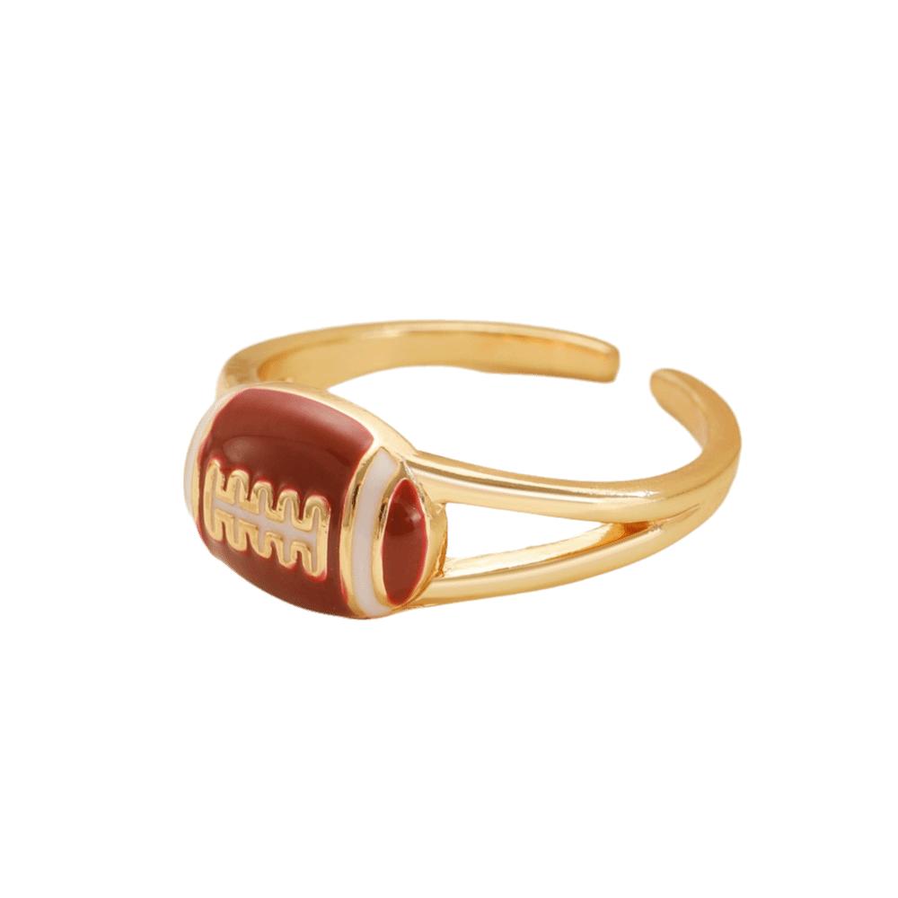 Colourful Adjustable Finger Ring Copper Sports Balls Shaped Open Rings Football Ear Clips Holiday