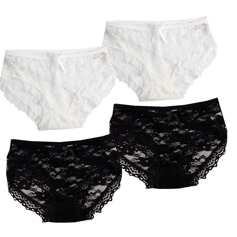 4 шт. женское сексуальное нижнее белье, кружевные дышащие трусы, дышащие сетчатые трусы с кружевной отделкой