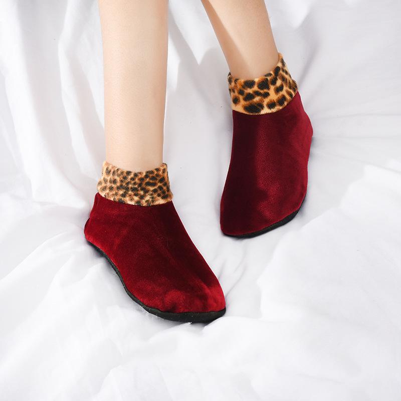 Женские утолщенные нескользящие домашние носки Plus Velvet – теплые бахилы средней высоты для осени и зимы.
