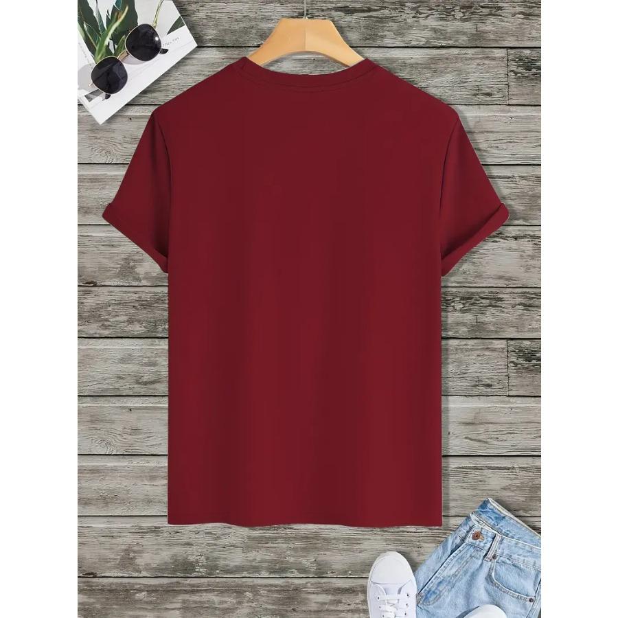 Мужская футболка с графическим принтом для рыбалки - Базовая футболка с круглым вырезом из 100% полиэстера, слегка тянущаяся, однотонная, летний повседневный топ из трикотажной ткани