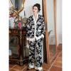 Black Rose Style Simple Pajamas Women's Spring and Autumn Suit Silk Long-sleeved Trousers Two-piece Thin Home Clothes Suit