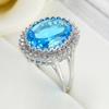 Европейский и американский стиль, крупное кольцо-бандо с цирконом цвета имитации топаза в форме яйца для женщин