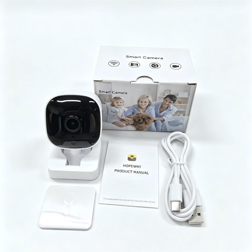 K14 Wi-Fi Indoor Security Camera: 1080P Full HD; Supports motion detection alerts two-way audio app access and SD card or cloud storage; Foldable