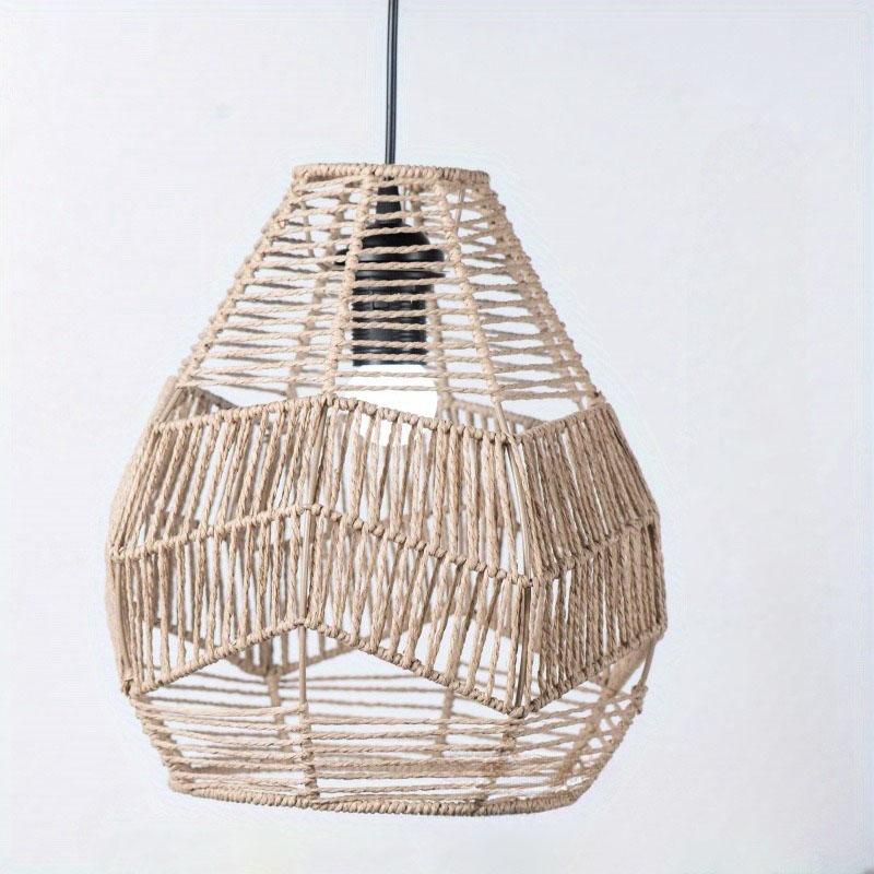 Hand Weave Lampshade Rattan Hanging Lamp Shade Cafe Hotel Light Cover Ceiling Pendant Fixture For Home Restaurant Decors