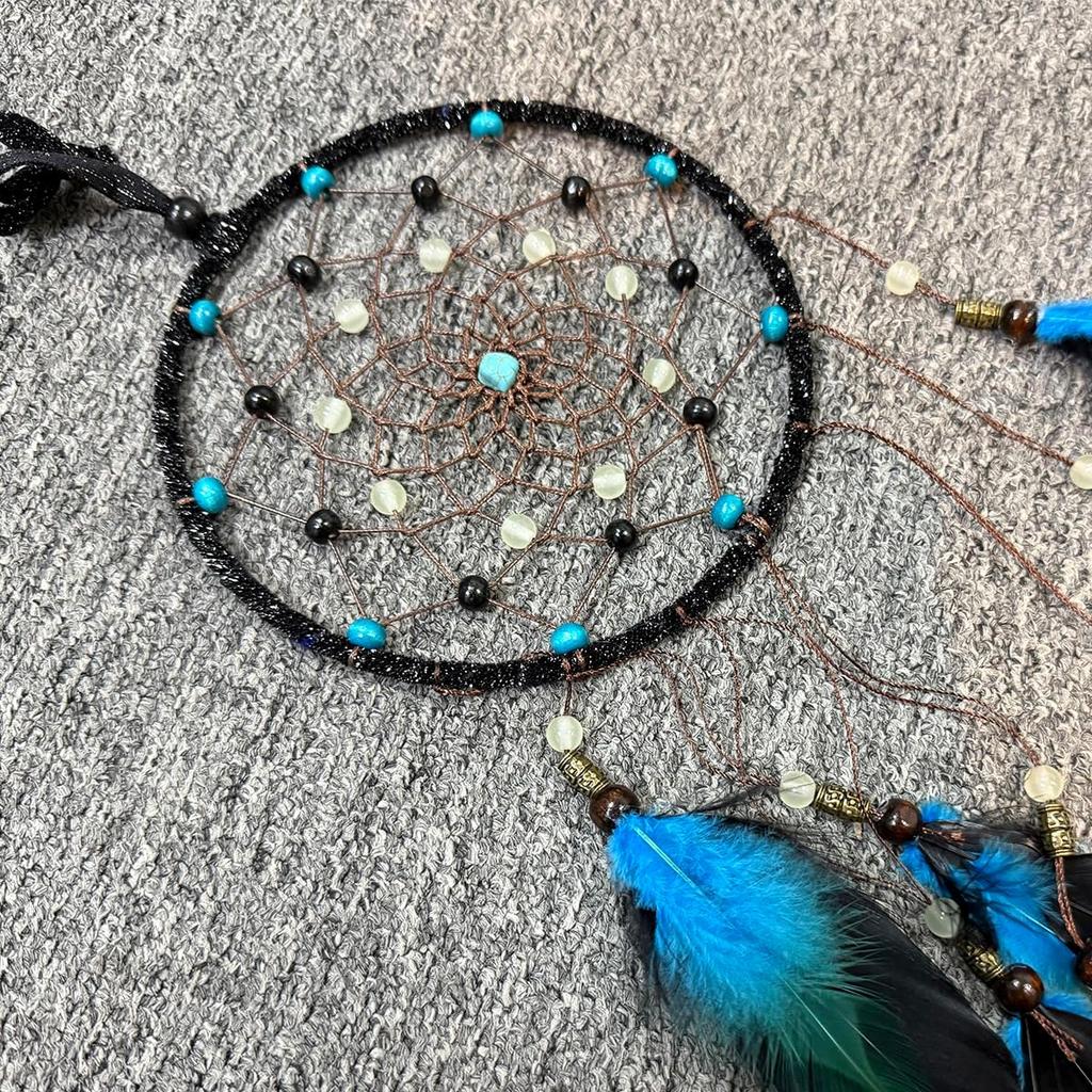 Dream Catcher for Boys Blue Dreamcatcher for Bedroom Handmade Feather Hanging Decoration Ornament Birthday Festival Craft Gift