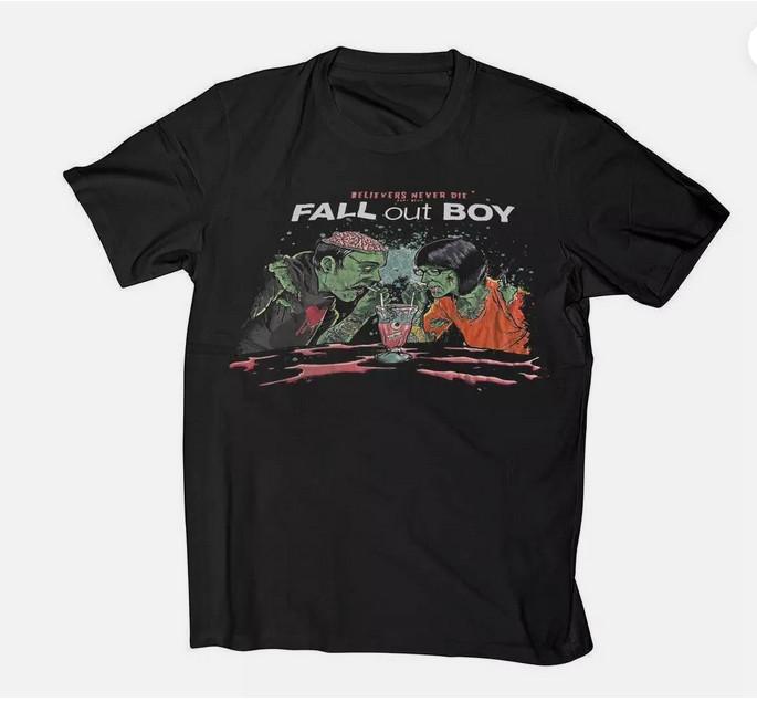 Vtg Fall Out Boy Believers Never Die Part Deux Tour 2009 Black T-Shirt Mens Womens Tees Top HOT