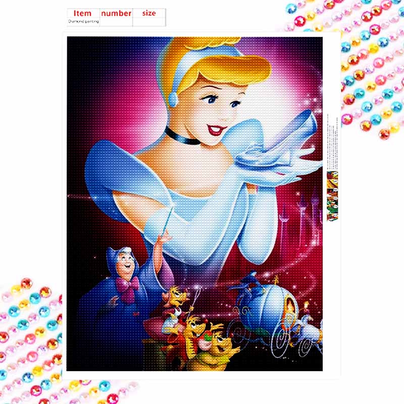Disney 5D алмазная живопись, полная бриллиантов, сделай сам, Золушка, алмазная вышивка, декоративная картина, украшения, гостиная