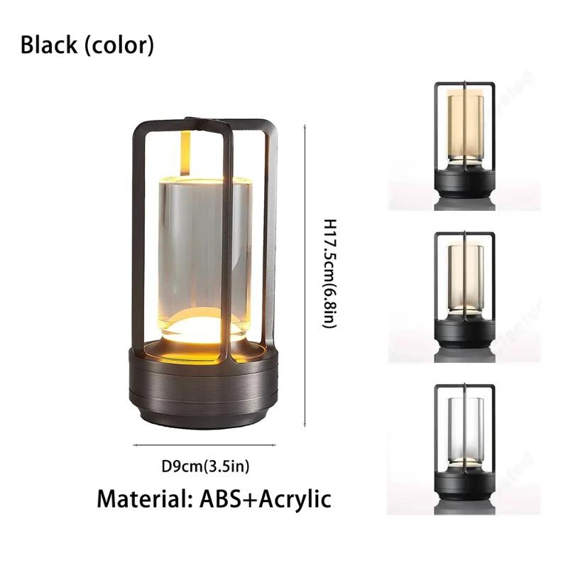 Портативная перезаряжаемая светодиодная лампа-светильник, Винтажный креативный настольный светильник, Регулируемое касанием декоративное освещение для прикроватной тумбочки, стола, ресторана, кемпинга