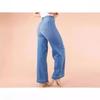 European and American elastic loose fashion denim trousers women