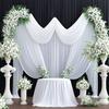 White Backdrop Curtain Wrinkle-Resistant Wedding Drape Black Background Cloth With Rod Pocket