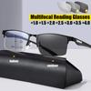 Progressive Multifocal Reading Glasses Pochromic Far Sight Glasses Men Anti-blue Light Half Frame Business Presbyopia Glasses