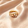 Double Heart Ring Women's Open Adjustable Couple Starry Sky Band Open Ring Daily Wear Index Finger Ring