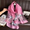 Large Luxury Silk Scarf Flower Embroidery Shiny Lace Scarf Fashion Women Hijab Shawls  Lady