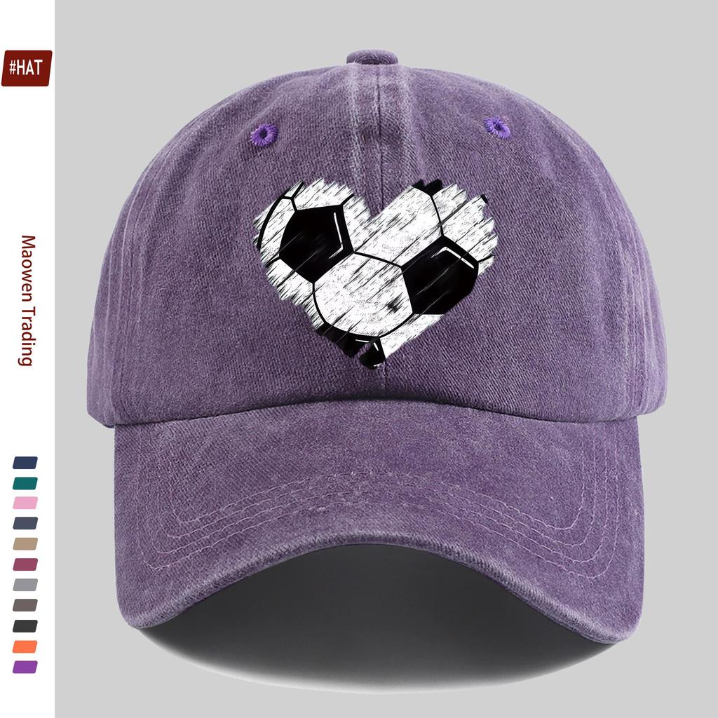 pc Vibrant and Beautiful HeartShaped Soccer Print Baseball Cap Printed Design Casual Hat for Sports Enthusiasts Comfortable