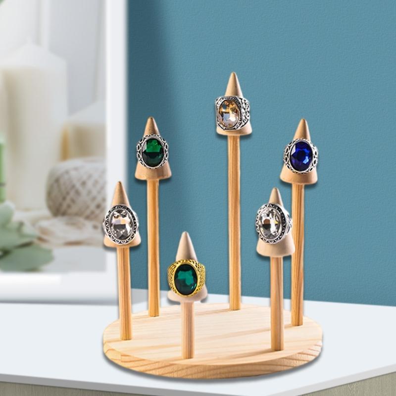 Sturdy Solid Wood Jewelry Display Stand Accessory for Rings Watches Bangles Organizers Storage Tray Showcase Prop