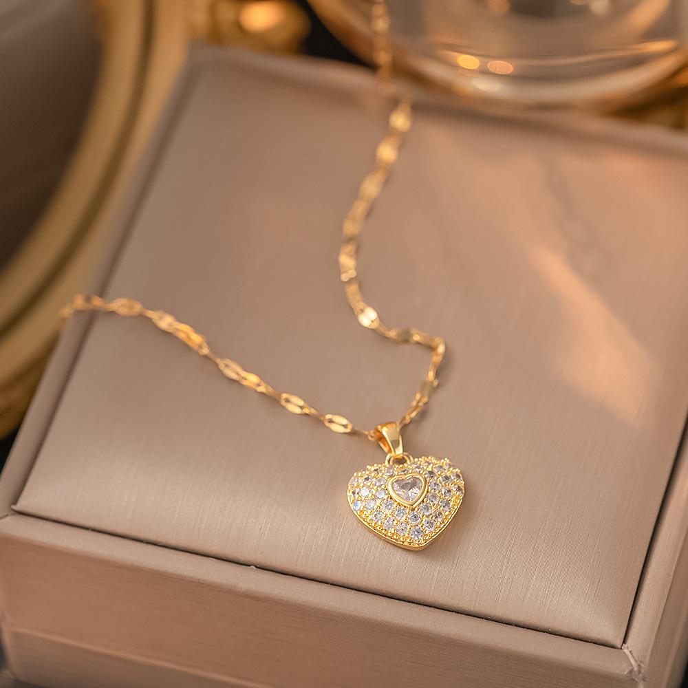 Шикарное не тускнеющее колье из титановой стали для женщин с уникальным дизайном и сверкающей медной подвеской