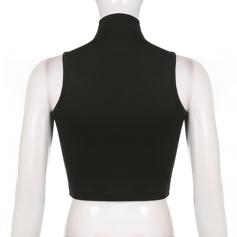 Черный укороченный топ с принтом розы, летняя готическая одежда Y2k, укороченный корсет, эстетичная водолазка без рукавов, белые майки с графическим рисунком