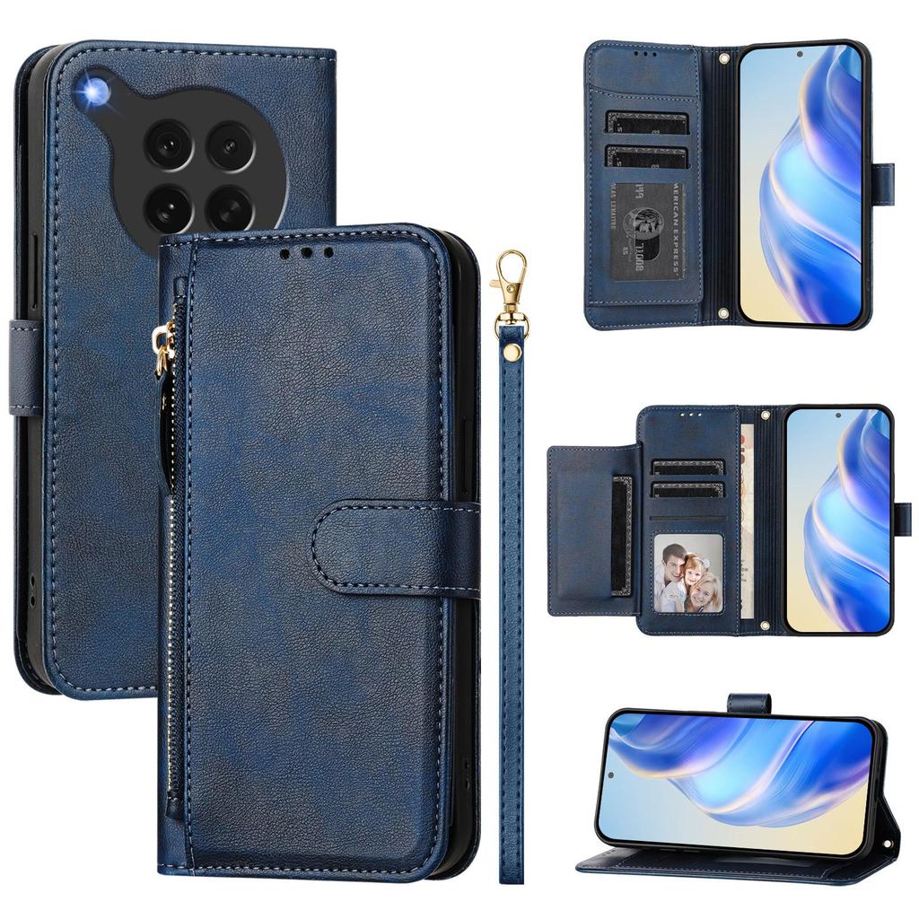 For Oppo Find X8s 5G Case Zipper Pocket Multiple Card Slots Leather Phone Cover