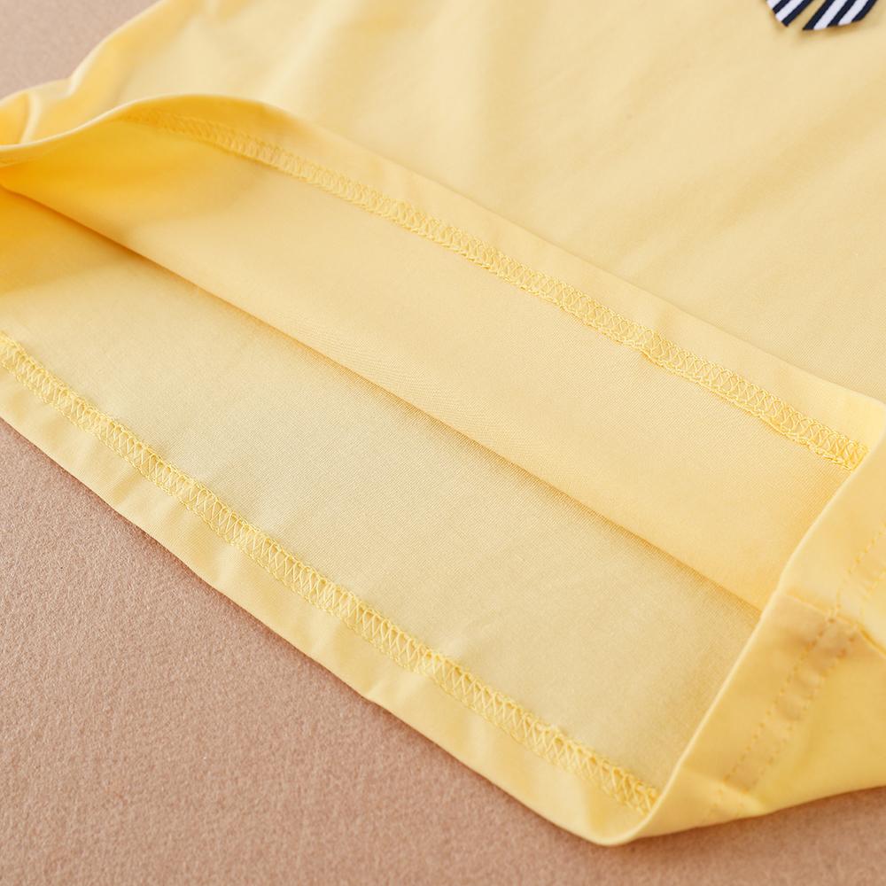 Girls Summer Shirt 2024 New Kids Cotton Clothes School Children Striped Tie Front Lace Trim Peter Pan Collar Puff Sleeve Tee