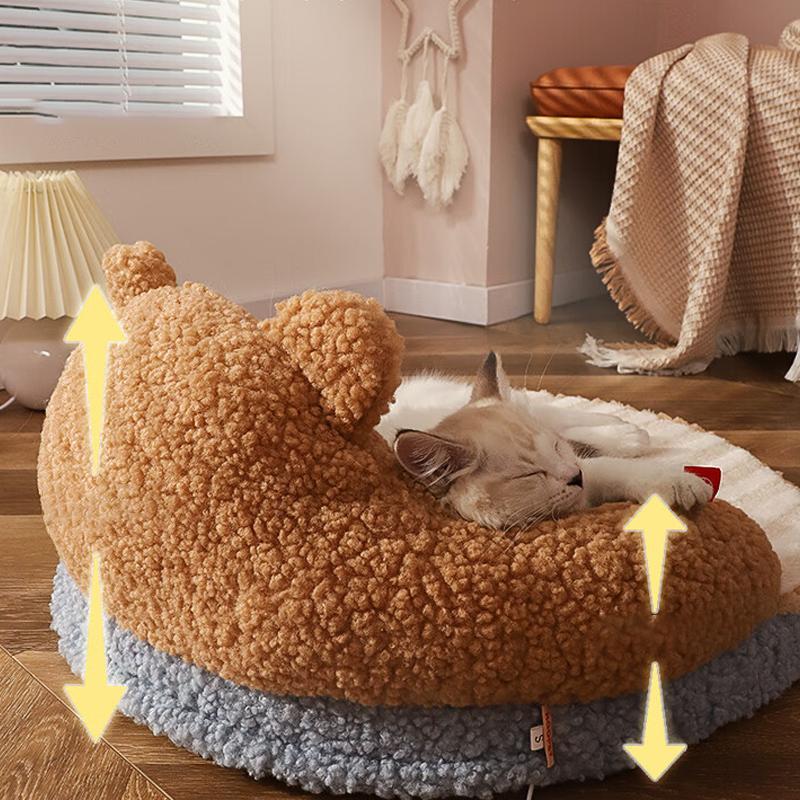 Cat Bed Warm Bear Shape Pet Sleeping Mat for Small Medium Dogs Cats Soft Cozy Cat Sofa Non-slip Puppy Kitten Nest Pet Supplies