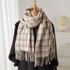 Women'S Winter Plaid Scarf - Thick Double-Sided Tassel Design, Soft Warm Neck Wrap for Outdoor, Breathable & Decorative, Perfect for Casual Outings