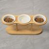 Raised Cat Food Water Bowl Elevated Tilted Dishes with Wooden Stand Anti Vomiting 3 Bowls Cat Feeder for Indoor Cats Puppy