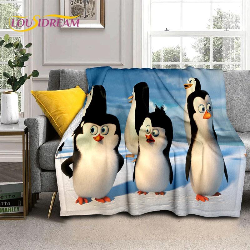 Милые пингвины из мультфильма «Мадагаскар» Плед, Мягкий плед для дома, спальни, кровати, дивана, пикника, путешествий, офиса, Покрывало, Подарок для ребенка