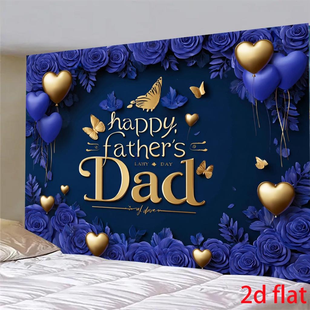 1 2D flat elegant blue and balloon Happy Father's Day oversized background banner party banner