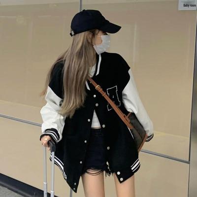 2025 Женская бейсбольная куртка с флисовой подкладкой, приталенного кроя - Модная повседневная верхняя одежда на осень/зиму.