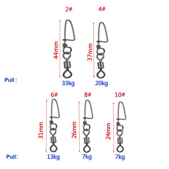 MUQZI Sports Accessory 30Pcs 8 Shape Fishing Barrel Bearing Rolling Swivel Ring Connector Fish Tackle