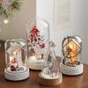 Christmas Dome Glass Ornament LED Light Up Reindeer Christmas Tree Little Church In Cloche Tabletop Decoration for Indoor Room Desktop Decor