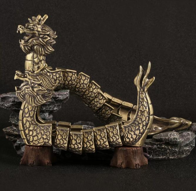Chinese Dragon Boat Festival Brass Ornament Bully 3D Activity Dragon Boat Dragon Arrangement Table Favour Crafts