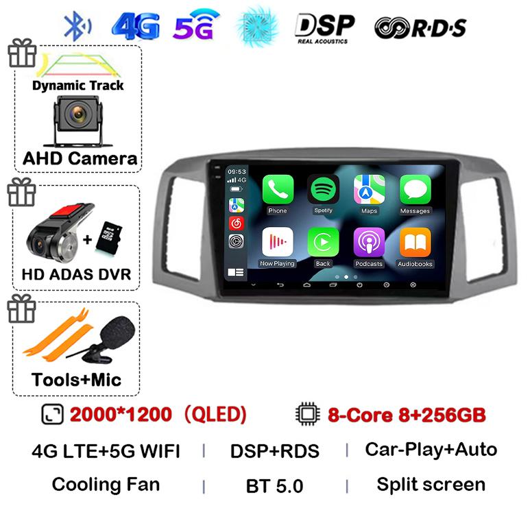 Android 14 Carplay Auto WIFI+4G для JEEP Grand Cherokee 2004 2005 2006 2007 Автомобильный радиоприемник Мультимедиа Видеоплеер GPS Стерео Аудио
