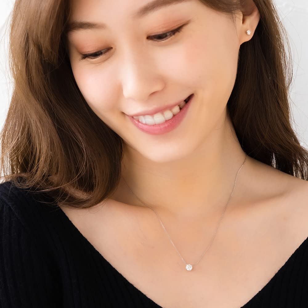 Moissanite Necklace Single SV925 Popular Platinum Azuki Chain Box [Diamond Lab] Women's 0.5ct [Gift Set]