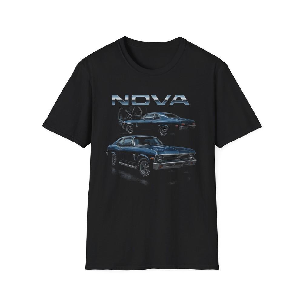 Футболка 1970 Chevy Nova SS – Винтажная синяя графика маслкара Ретро гоночная футболка