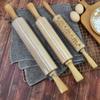 Supply Christmas elk printing carving rolling pin rubber wood rolling roller flour stick dumpling stick for baking Nougat cutting auxiliary square