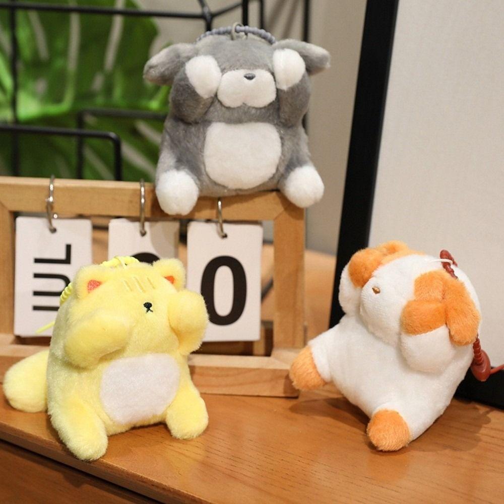 Animal Shy Cat Dog Keychain Funny Plush Doll Pendant Capybara Plush Pendant  Kid Boys