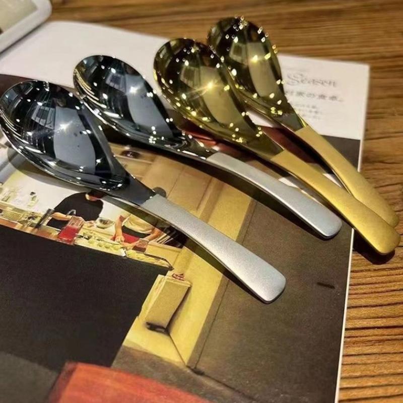 Ins нержавеющая сталь корейские суповые ложки для дома кухонный ковш емкость золото серебро зеркально полированные столовые приборы для кофейного стола посуда