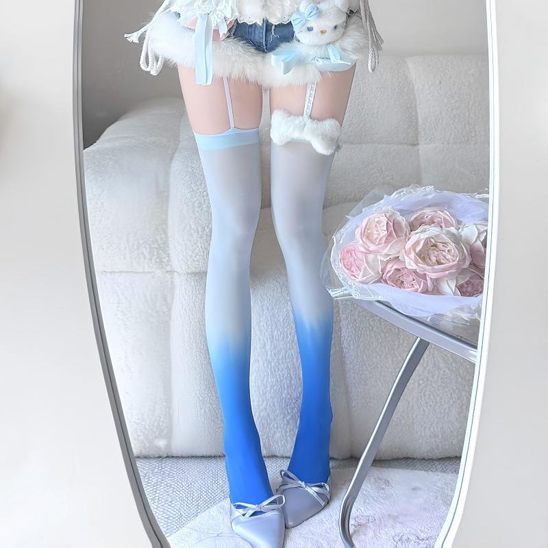 Фиолетовые двухцветные носки до колена с градиентным переходом Jk Высокие гольфы