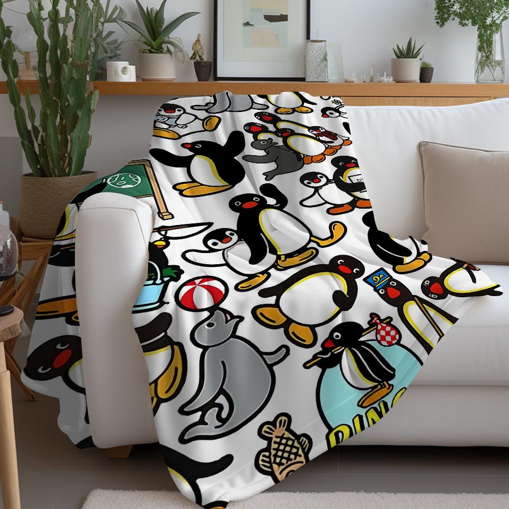 Cartoon P-Pingu Cute Blanket Warm Soft Suitable For Bedroom Sofa Bed Living Room Office Travel Camping Gifts