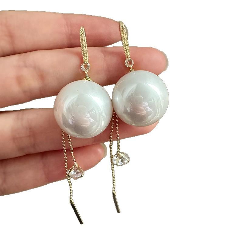  French Retro Small Fragrance Earrings Light Luxury Pearl Zircon Chain Tassel Elegant Dignified Women Fashion Ear Hooks