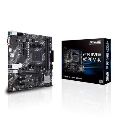 ASUS PRIME AMD Ryzen 5000 серии AM4 совместимый чипсет A520, оснащенный mATX, авторизованный дистрибьютор, продукт A520M-K материнская плата/домашний