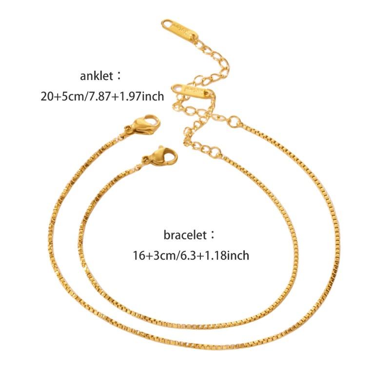 Simple Niche Stainless Steel Box Chain Bracelet Anklet Encrypted Titanium Steel Bracelet Women's Jewelry