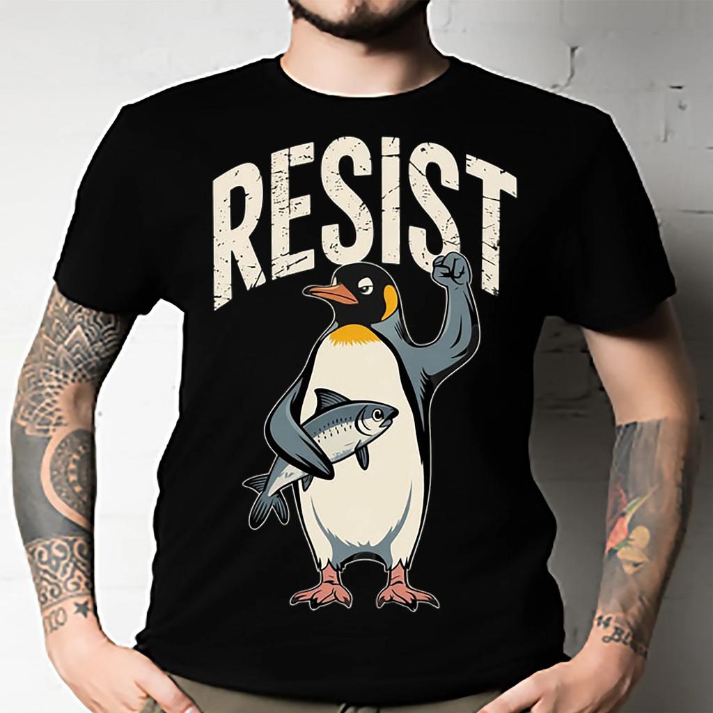 Men's and Women's T-shirts Resist Penguin