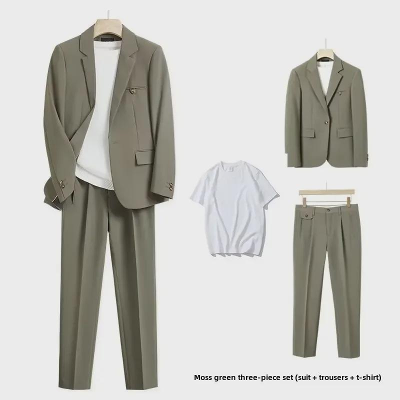 Мужские повседневные костюмы в корейском стиле высшего качества — свободные и зрелые весенне-летние куртки