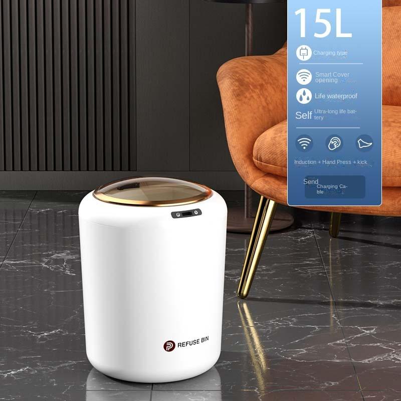 15л умный индукционный мусорный бак электрический индукционный мусорный бак водонепроницаемый мусорная корзина автоматический мусорный бак для кухни ванной комнаты мусор