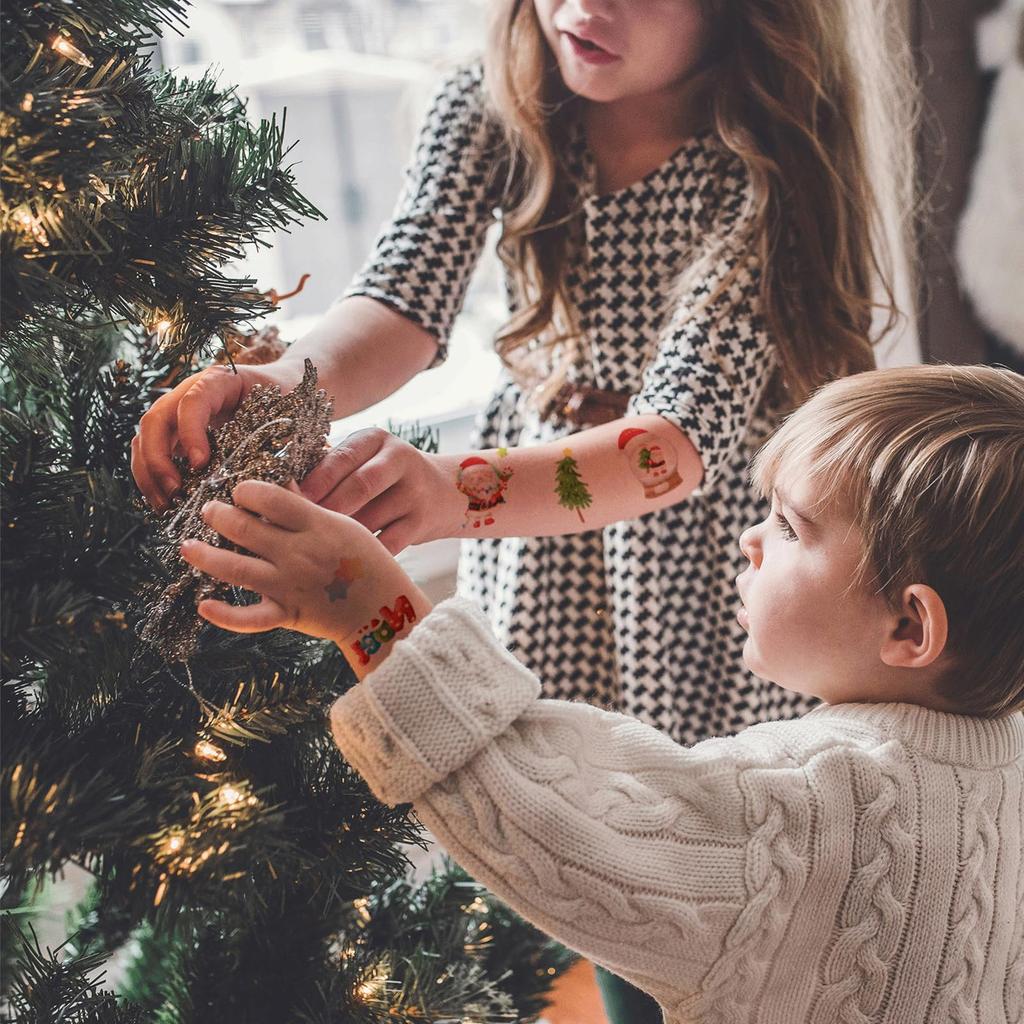 FANOSHONLTD наклейки для татуировок Рождественские блестки для детей Милые наклейки для лица 16 рук Шея Грудь Руки Ноги Дети День рождения Поощрительные наклейки Косплей