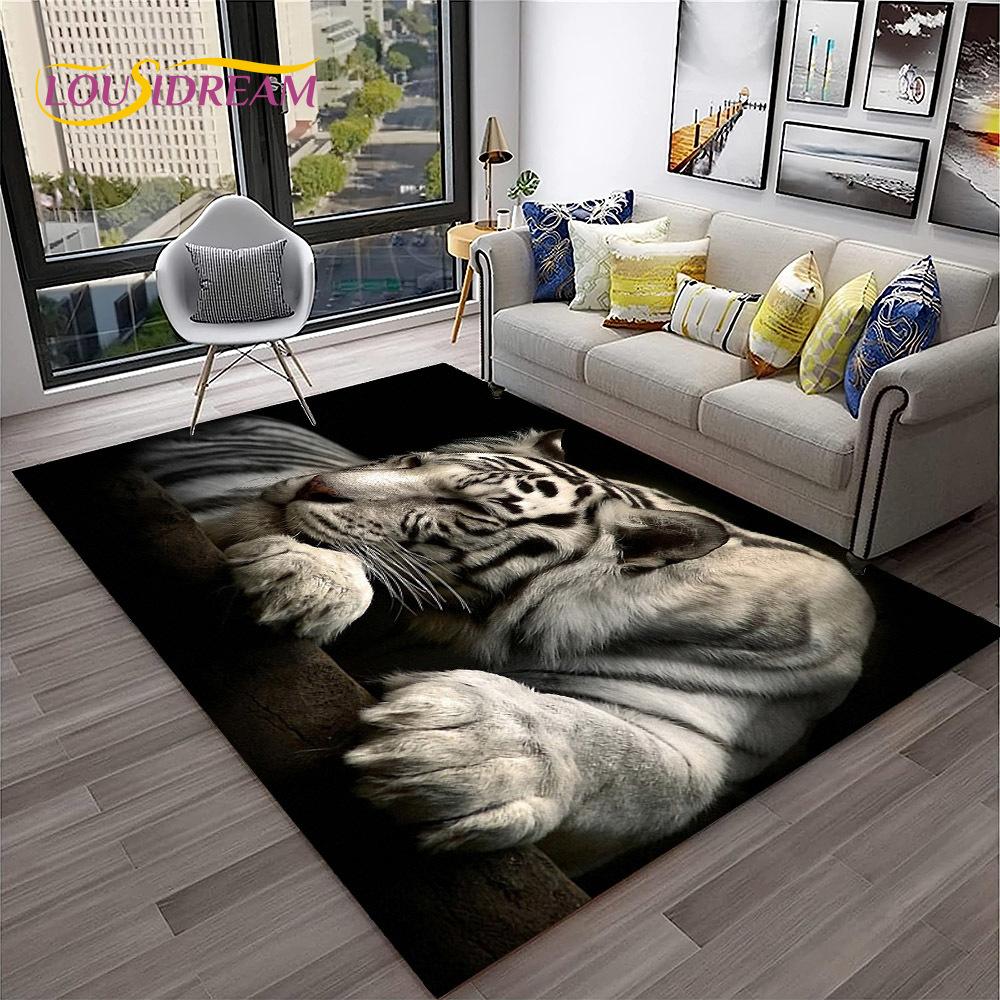 3D мультфильм Dream Tiger Animal Beast Ковер Ковер для дома Гостиная Спальня Диван Коврик Декор, Детский коврик Нескользящий напольный коврик