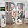 2pcs - Working Rabbit - Printed Curtain, Polyester Semi-transparent - Suitable for Home Decor (excluding Poles)